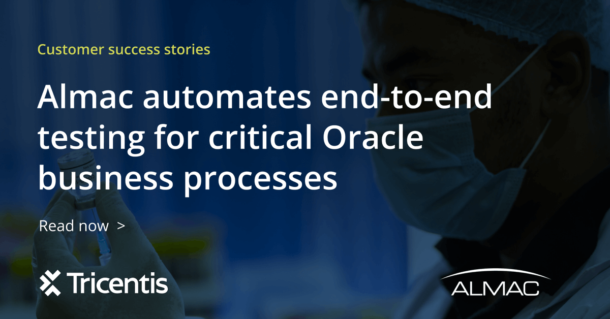 Tricentis's tweet image. 💊 Pharmaceutical giant Almac Group is transforming its #OracleEBS testing with Tricentis!

By leveraging Tricentis #Tosca, Almac was able to automate 600+ test across 100+ #Oracle custom extensions.

Read the full success story: bit.ly/4i1VD38