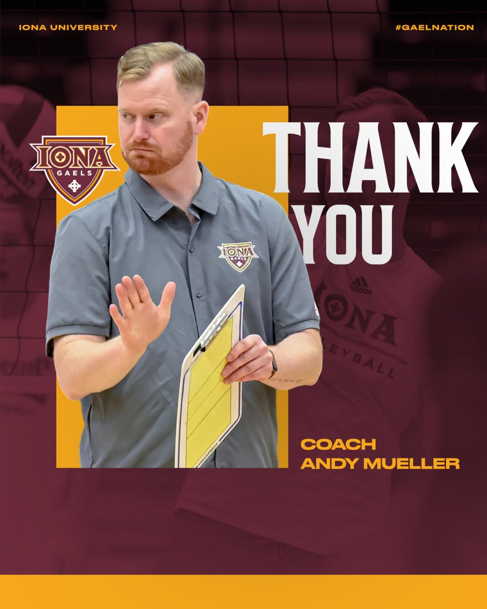 Iona Volleyball (@ionavolleyball) on Twitter photo ๐๐ก๐๐ง๐ค ๐๐จ๐ฎ - Join us in wishing <a href="/AndyJMueller/">Andy Mueller</a> the best in his future endeavors as an assistant coach at Memphis University!
#GaelNation ๐๐ก๐๐ง๐ค ๐๐จ๐ฎ - Join us in wishing <a href="/AndyJMueller/">Andy Mueller</a> the best in his future endeavors as an assistant coach at Memphis University!
#GaelNation