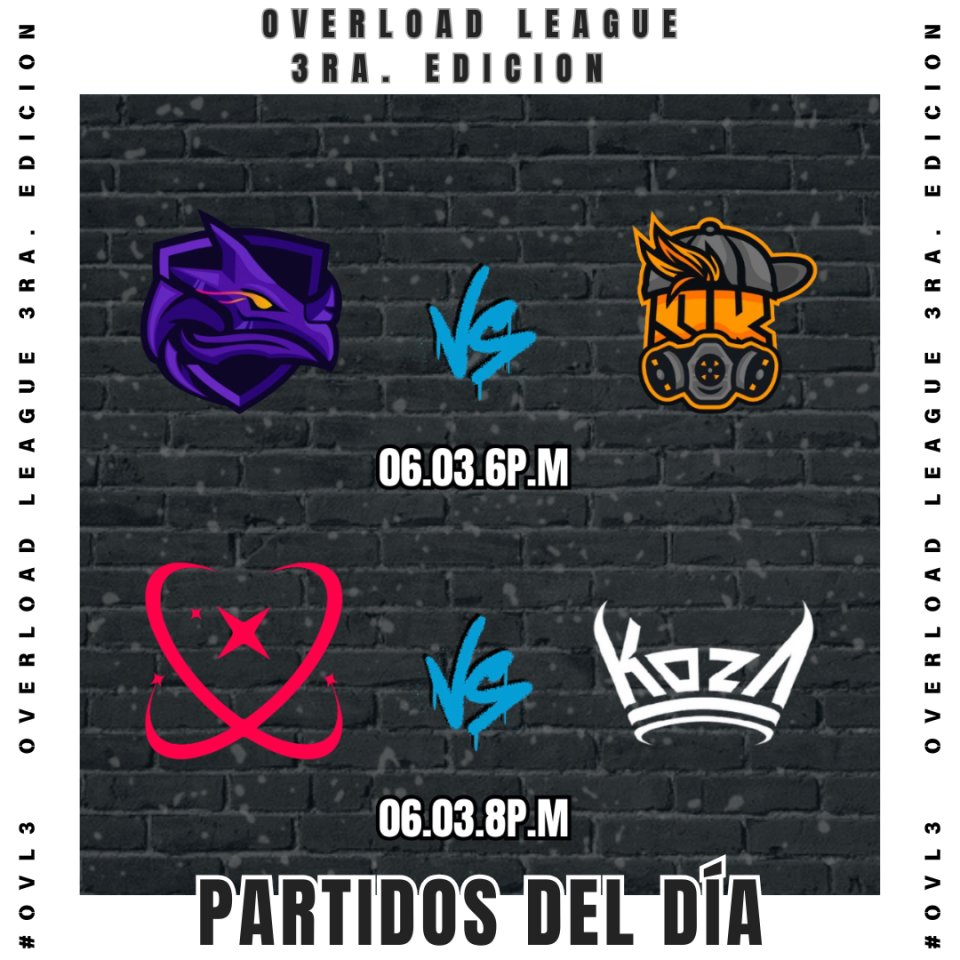 HEXALEAGUE (@hexaleaguelatam) on Twitter photo Asi abrimos la ultima jornada de esta tercer edición de la #Overload_League:
<a href="/InfiriumzGaming/">Infiriumz Gaming</a> VS <a href="/Skalle_ec/">SKALLE ESPORTS</a>
<a href="/NovaCrews/">NovaCrew</a> VS @Koza_Esports
No se lo pierdan a partir de las 6:00PM Hora centro México por: twitch.tv/hexaleague_lat… Asi abrimos la ultima jornada de esta tercer edición de la #Overload_League:
<a href="/InfiriumzGaming/">Infiriumz Gaming</a> VS <a href="/Skalle_ec/">SKALLE ESPORTS</a>
<a href="/NovaCrews/">NovaCrew</a> VS @Koza_Esports
No se lo pierdan a partir de las 6:00PM Hora centro México por: twitch.tv/hexaleague_lat…