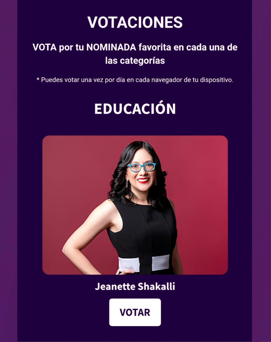 Panama24horas's tweet image. ¡La Dra. Jeanette Shakalli es una de las 3 mujeres nominadas en la categoría de Educación del reconocimiento nacional Oye Mujer 2025! 🥳
@fundapromat
Puedes votar por tu nominada favorita una vez por día por dispositivo entrando al sitio web: oyetv.com.pa.