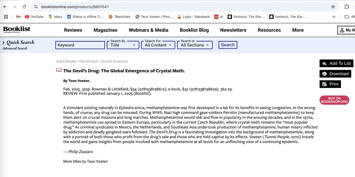 teunvoeten's tweet image. Nice reviews of my #CrystalMeth book on #LibraryJournal and #Booklist

&quot;Voeten’s meticulous research has made for easily the most comprehensive work ever done on this subject. 

A must for collections, this highly recommended book expertly describes and shows ....