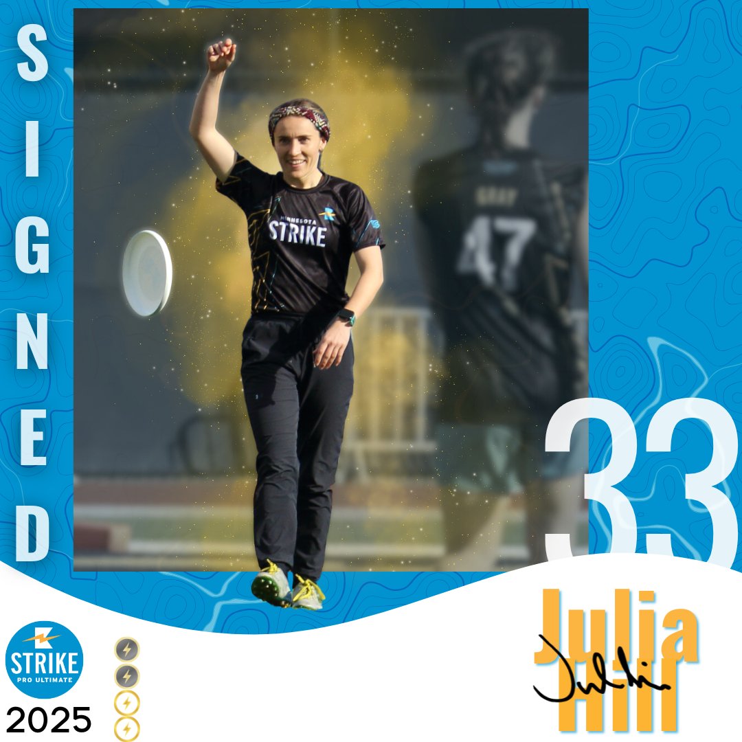 Minnesota Strike (@minnesotastrike) on Twitter photo ⚡ SIGNED ⚡
.
Returning for a second year, lighting up the field who's going to do it all is Chucks (aka <a href="/HuliaJill/">Julia Hill</a>)!
.
Jim Lake ⚡ SIGNED ⚡
.
Returning for a second year, lighting up the field who's going to do it all is Chucks (aka <a href="/HuliaJill/">Julia Hill</a>)!
.
Jim Lake