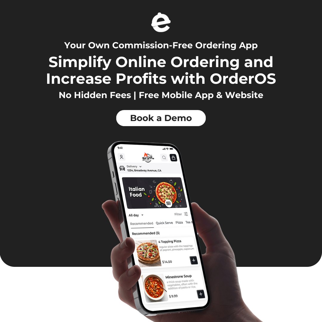 myeatos's tweet image. Go commission-free and watch your restaurant thrive! Explore how OrderOS enhances growth, automation, and profitability. Book a Demo: bit.ly/3YeoVTo

#OrderOS #eatOS #FutureofRestaurantTechnology #RestaurantsMadeSimple
