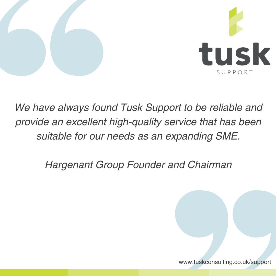Thank you for your kind words!

If you'd like to work with someone who provides excellent service and can help your organisation grow, then contact Tusk Support: tuskconsulting.co.uk/support/