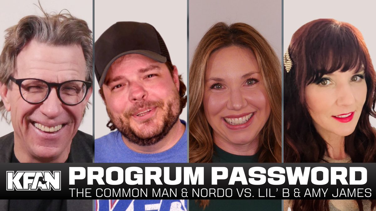 Brandon Mileski (@brandonmileski) on Twitter photo BREAKING: <a href="/CommonManKFAN/">Dan Cole</a> & <a href="/madproducer1/">Eric Nordquist</a> will take on <a href="/LilBKFAN/">Barb Neren</a> & <a href="/amyjamesradio/">Amy James</a> in #ProgrumPassword tomorrow at 1:30pm!
KFAN.com/LISTEN BREAKING: <a href="/CommonManKFAN/">Dan Cole</a> & <a href="/madproducer1/">Eric Nordquist</a> will take on <a href="/LilBKFAN/">Barb Neren</a> & <a href="/amyjamesradio/">Amy James</a> in #ProgrumPassword tomorrow at 1:30pm!
KFAN.com/LISTEN
