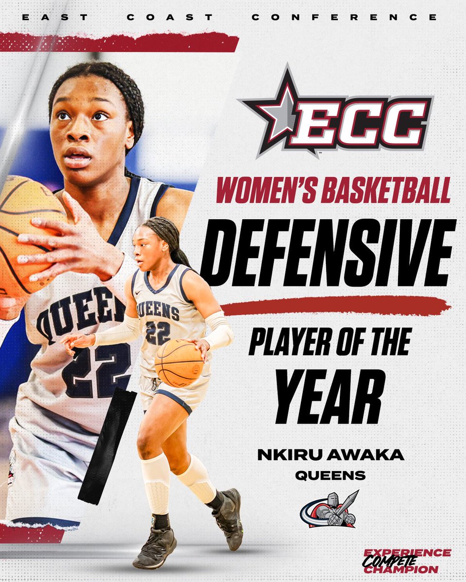 East Coast Conference (@eccsports) on Twitter photo 𝐄𝐂𝐂 𝐖𝐎𝐌𝐄𝐍’𝐒 𝐁𝐀𝐒𝐊𝐄𝐓𝐁𝐀𝐋𝐋 𝐃𝐄𝐅𝐄𝐍𝐒𝐈𝐕𝐄 𝐏𝐋𝐀𝐘𝐄𝐑 𝐎𝐅 𝐓𝐇𝐄 𝐘𝐄𝐀𝐑: Nkiru Awaka, <a href="/QCKnights/">Queens College Knights</a> 🏀
Awaka topped the ECC with 281 rebounds (11.2 rpg) and 164 offensive rebounds (11.2 rpg) while adding 2.2 steals per game and 1.4 blocks per game, which 𝐄𝐂𝐂 𝐖𝐎𝐌𝐄𝐍’𝐒 𝐁𝐀𝐒𝐊𝐄𝐓𝐁𝐀𝐋𝐋 𝐃𝐄𝐅𝐄𝐍𝐒𝐈𝐕𝐄 𝐏𝐋𝐀𝐘𝐄𝐑 𝐎𝐅 𝐓𝐇𝐄 𝐘𝐄𝐀𝐑: Nkiru Awaka, <a href="/QCKnights/">Queens College Knights</a> 🏀
Awaka topped the ECC with 281 rebounds (11.2 rpg) and 164 offensive rebounds (11.2 rpg) while adding 2.2 steals per game and 1.4 blocks per game, which
