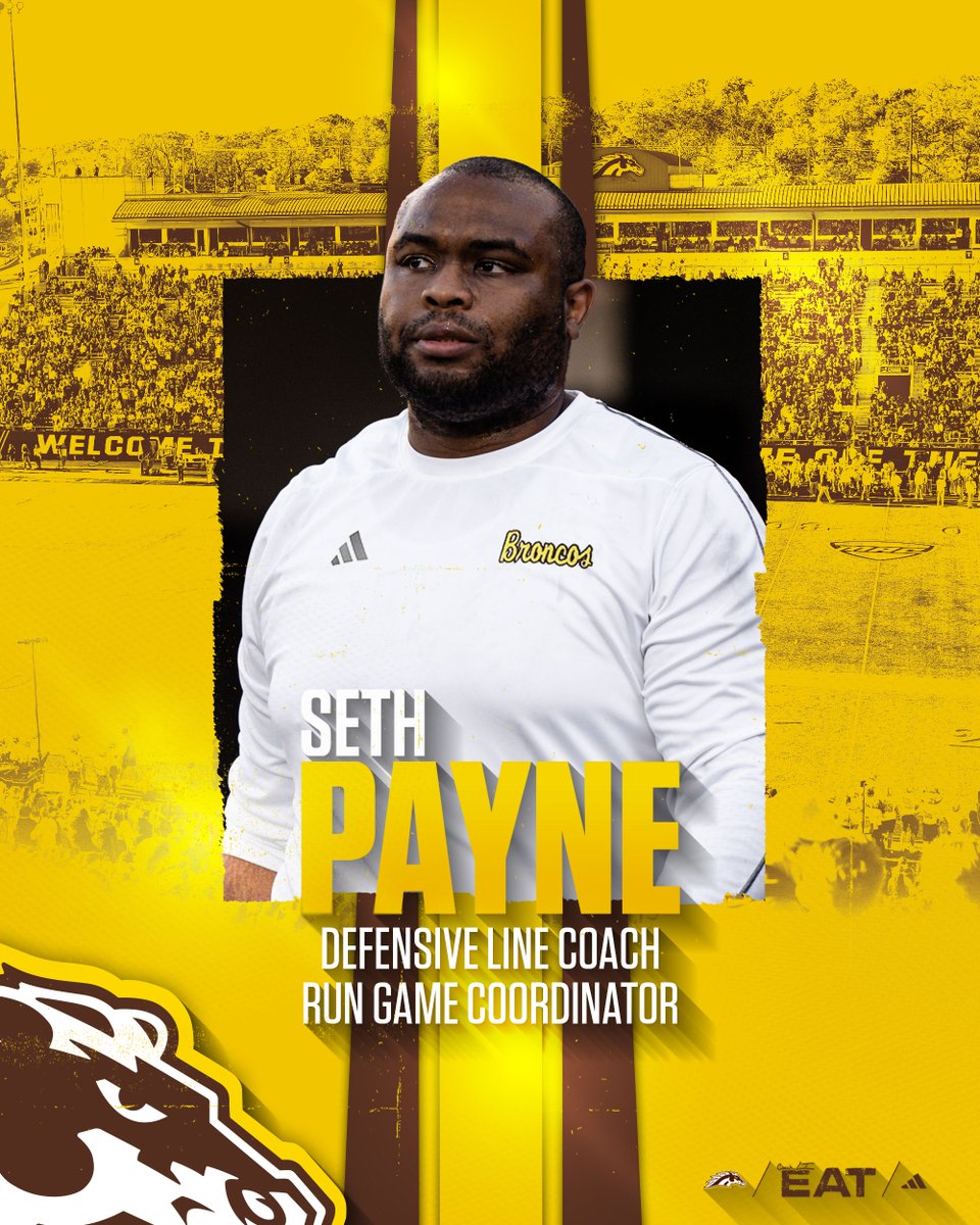 Western Michigan Football (@wmu_football) on Twitter photo We are excited to announce @coachpaynewmu as our new defensive line coach and run game coordinator! Welcome to the Bronco Brotherhood! 
π buff.ly/uWv3NRc 
#EAT We are excited to announce @coachpaynewmu as our new defensive line coach and run game coordinator! Welcome to the Bronco Brotherhood! 
π buff.ly/uWv3NRc 
#EAT