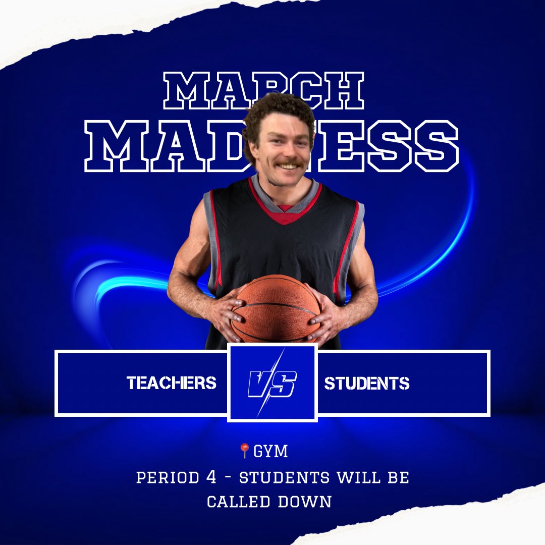 Student vs Teacher basketball game tomorrow period 4 Titans!!! You will all be called down to watch!!