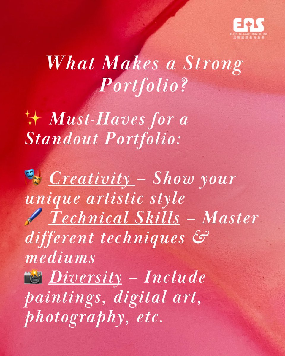 EASGroup's tweet photo. 🎨 Dreaming of attending an art college? Your portfolio is your biggest asset!

💡 Want portfolio-building tips? Drop a 🎨 in the comments! #ArtPortfolio #CreativeSuccess #CollegeAdmissions https://t.co/bia16nwwV5
