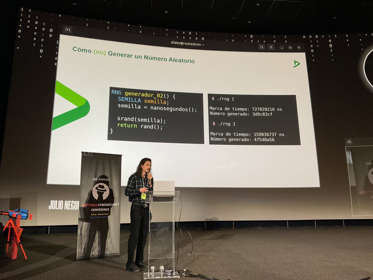 Criptored (@criptored) on Twitter photo Turno ahora de Julio Negueruela de <a href="/DekraEspana/">DEKRA España</a> con la ponencia “Caos y orden II: generación de números aleatorios” - #criptoredcon2025 #sala18 <a href="/criptored/">Criptored</a> <a href="/rootedcon/">/RootedCON</a> <a href="/mindcrypt/">Alfonso Muñoz, Phd</a> Turno ahora de Julio Negueruela de <a href="/DekraEspana/">DEKRA España</a> con la ponencia “Caos y orden II: generación de números aleatorios” - #criptoredcon2025 #sala18 <a href="/criptored/">Criptored</a> <a href="/rootedcon/">/RootedCON</a> <a href="/mindcrypt/">Alfonso Muñoz, Phd</a>