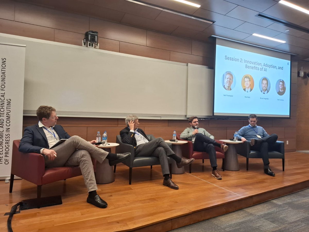 MIT FutureTech (@mitfuturetech) on Twitter photo A panel on 'Innovation, Adoption and Benefits of AI' chaired by Neil Thompson (<a href="/ProfNeilT/">Neil Thompson</a>), and featuring Raul Katz, Bryan Seegmiller, and Todd Lensman (<a href="/talensman/">Todd Lensman</a>). A panel on 'Innovation, Adoption and Benefits of AI' chaired by Neil Thompson (<a href="/ProfNeilT/">Neil Thompson</a>), and featuring Raul Katz, Bryan Seegmiller, and Todd Lensman (<a href="/talensman/">Todd Lensman</a>).