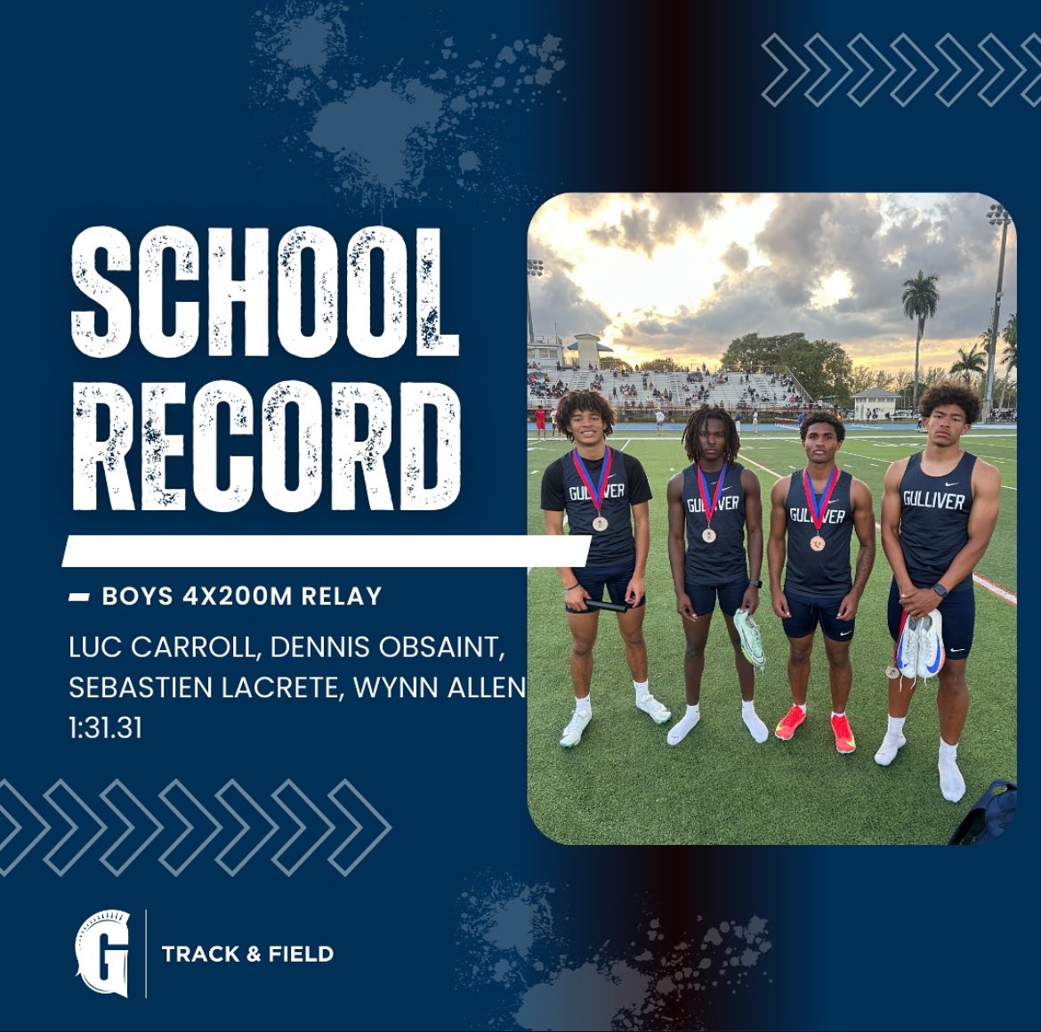 Dennis Obsaint Jr. (@dobsaintjr) on Twitter photo Grateful to have had an opportunity to break the school record with my guys🤞🏾<a href="/LucCarroll_9/">Luc Carroll</a> <a href="/SebLacrete/">Sebastien-Olivier “Jefe” Lacrete 🇭🇹</a> <a href="/wynnallen/">Chris</a> Grateful to have had an opportunity to break the school record with my guys🤞🏾<a href="/LucCarroll_9/">Luc Carroll</a> <a href="/SebLacrete/">Sebastien-Olivier “Jefe” Lacrete 🇭🇹</a> <a href="/wynnallen/">Chris</a>