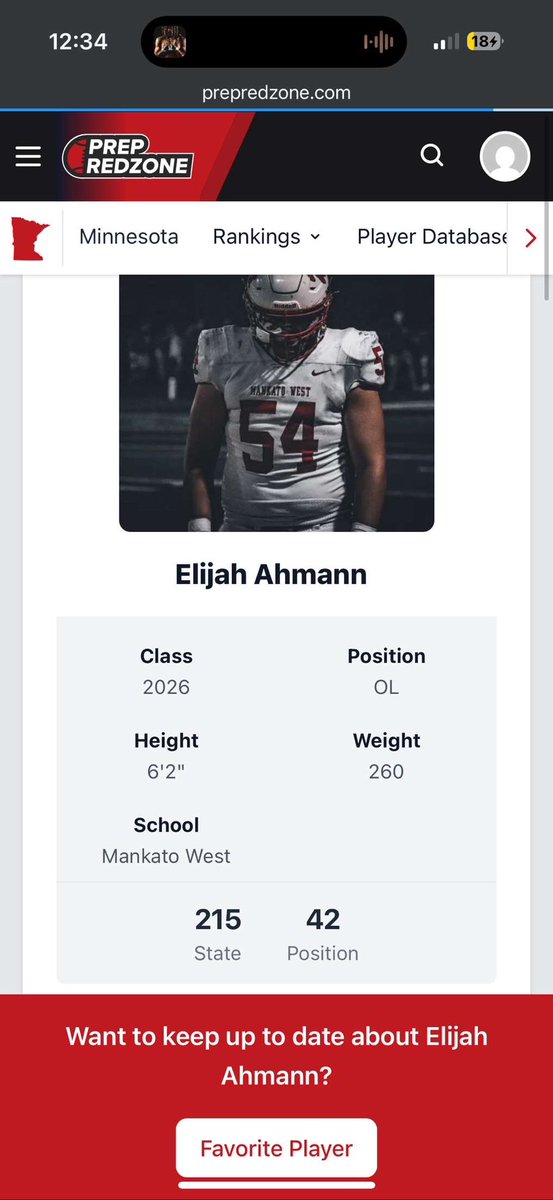 Thanks <a href="/PrepRedzoneMN/">Prep Redzone Minnesota</a> for the ranking and motivation to see it increase! <a href="/mwscarletfb/">MW Scarlet Football</a> <a href="/OJW_Scouting/">PrepRedzone Oliver</a>