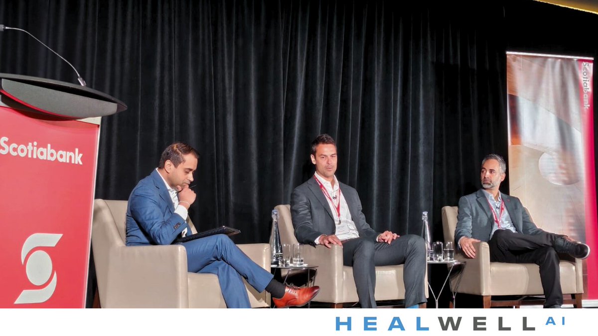 HEALWELL AI (@healwell_ai) on Twitter photo Amir Javidan, COO of <a href="/wellhealth/">WELL Health Technologies Corp.</a> & CEO of WELLSTAR, & Dr. <a href="/AlexDobranowski/">Dr. Alexander Dobranowski</a>, CEO of HEALWELL AI, discussed AI solutions for doctor shortages & burnout at the @Scotiabank TMT Conference held earlier this week. Amir Javidan, COO of <a href="/wellhealth/">WELL Health Technologies Corp.</a> & CEO of WELLSTAR, & Dr. <a href="/AlexDobranowski/">Dr. Alexander Dobranowski</a>, CEO of HEALWELL AI, discussed AI solutions for doctor shortages & burnout at the @Scotiabank TMT Conference held earlier this week.