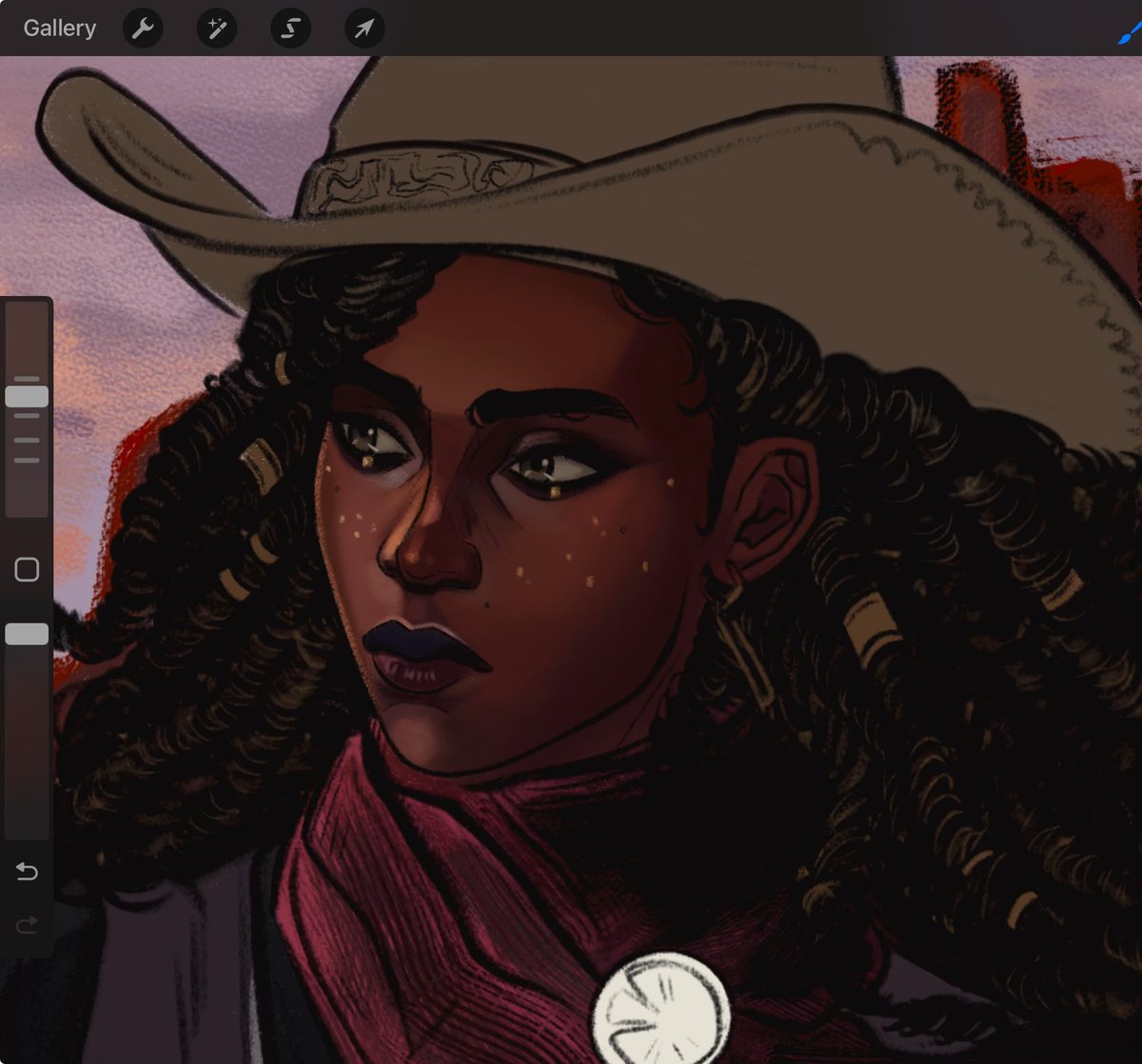 oakleft's tweet photo. workin on more cowboy au stuff btw. another mel wip for you https://t.co/Qh1L7mmChu