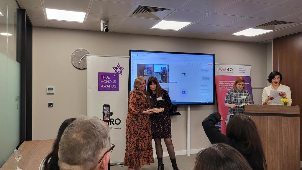 IKWRO (@ikwro) on Twitter photo 📸 Diana Nammi presenting the True Honour Award to Nour Norris
🌟 Congratulations to Nour Norris, winner of the 2025 True Honour Award! Her tireless advocacy for domestic abuse prevention and Raneem’s Law is saving lives. A true champion for change! 💜👏 #TrueHonourAwards2025 📸 Diana Nammi presenting the True Honour Award to Nour Norris
🌟 Congratulations to Nour Norris, winner of the 2025 True Honour Award! Her tireless advocacy for domestic abuse prevention and Raneem’s Law is saving lives. A true champion for change! 💜👏 #TrueHonourAwards2025
