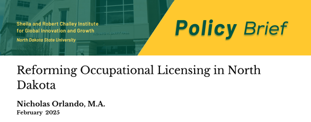Archbridge Institute (@archbridgeinst) on Twitter photo A new <a href="/ChalleyInst/">Challey Institute</a> report on reforming occupational licensing in #NorthDakota cites research by <a href="/EconTrudeau/">Noah Trudeau</a> and Edward Timmons.
According to our State Occupational Licensing Index, North Dakota has the 18th most burdensome licensing barriers—higher than any of its neighbors. A new <a href="/ChalleyInst/">Challey Institute</a> report on reforming occupational licensing in #NorthDakota cites research by <a href="/EconTrudeau/">Noah Trudeau</a> and Edward Timmons.
According to our State Occupational Licensing Index, North Dakota has the 18th most burdensome licensing barriers—higher than any of its neighbors.