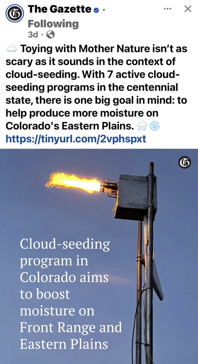 myfightforair's tweet photo. Anyone remember how this topic came up last October and everyone in the government was ADAMANT that they were incapable of weather modification? Well, Colorado just busted that lie right open. Wow, 🤯 #weather #weathermodification #cloudseeding #colorado #argumentsettled https://t.co/Z5ueZyH9Vf