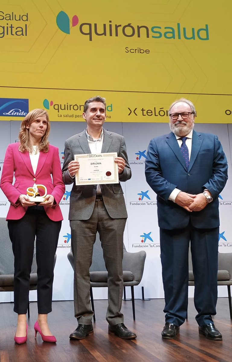 quironsalud's tweet image. Scribe, nuestro proyecto para la completa humanización de la atención médica, ha sido galardonado en la categoría Mejor App de Salud en la IX edición de los #PremiosSaluDigital. ¡Gracias por este reconocimiento!