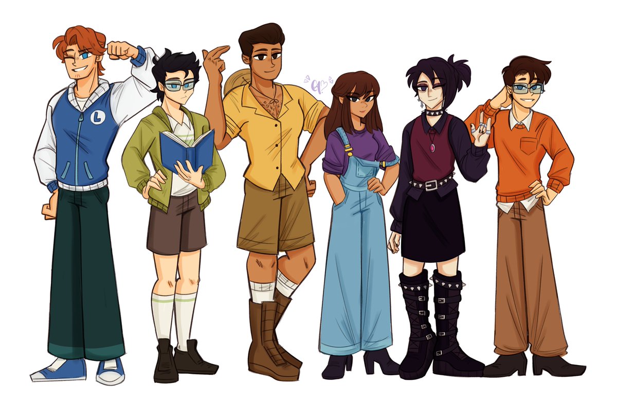 amo mucho la diversidad de los diseños de este cast! entonces los dibujare a todos, así practico dibujar mas rasgos corporales y faciales sin perder mi estilo- 
esta es la parte 1! ya estoy pintando al resto🤭💫
#dctwt #disventurecampseason4