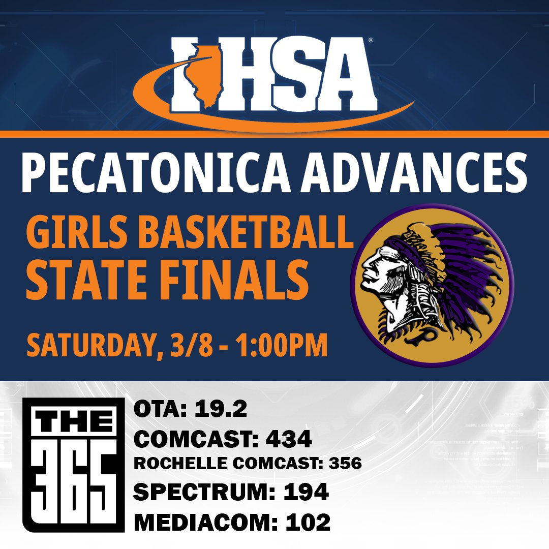 Congratulations to the Pecatonica Girls Basketball team as they advance to the IHSA State Finals! Watch the championship game this Saturday at 1:00p.m. on 19.2 WSLN.