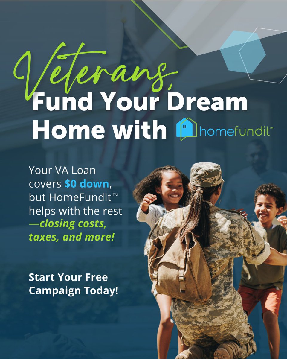 DanChapmanMLO's tweet photo. Veterans, you've earned the $0 down benefit with your VA Loan, but we know there are still other expenses to consider when buying your first home – like closing costs, property taxes, insurance, and inspections. That’s where HomeFundIt comes in to help you cover the rest!

With H https://t.co/5mzWxSShHK