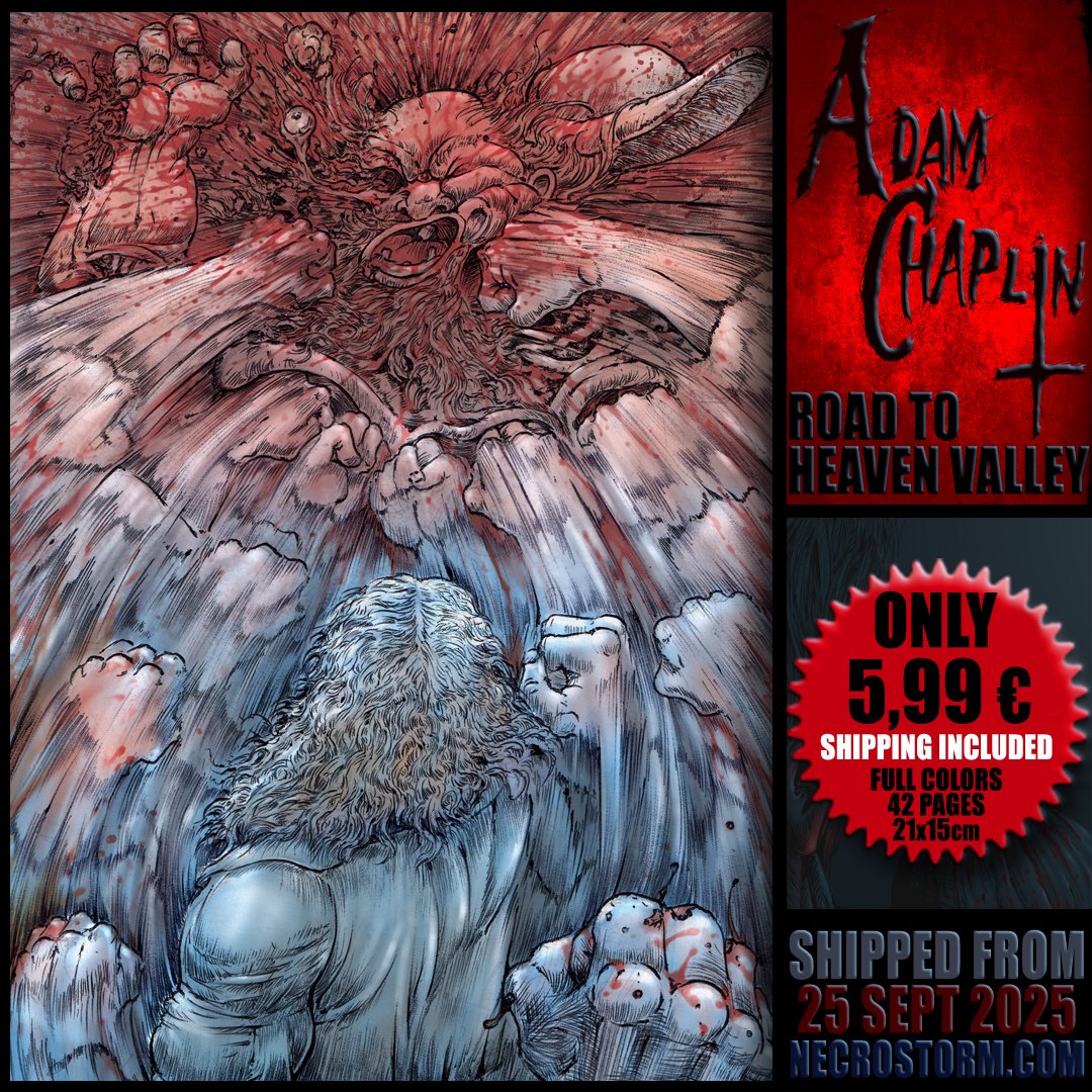 ADAM CHAPLIN: Road to Heaven Valley
Only 5,99€ ( Shipping Included)
42 Pages, Full Colors, 21x15cm

Pre-order now on necrostorm.com/SHOP/Comics/Ad…
Shipped from 25 September 2025
Learn More:
necrostorm.com/NEWS/2025/Arti…
#comicbook #adamchaplin