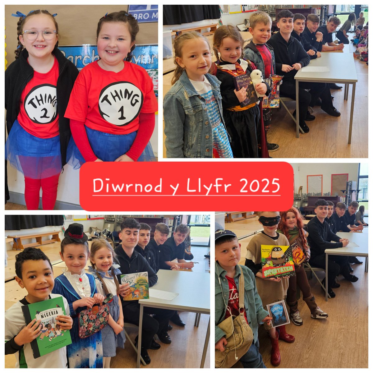 Dathlu Diwrnod y Llyfr 2025! Diolch i'r 6ed (gan gynnwys 1 cyn-ddisgybl cynradd) am feirniadu ein gwisgoedd arbennig! ~ Celebrating World Book Day 2025! Thanks to 6th formers (including 1 past primary pupil) for judging the amazing costumes! 📚