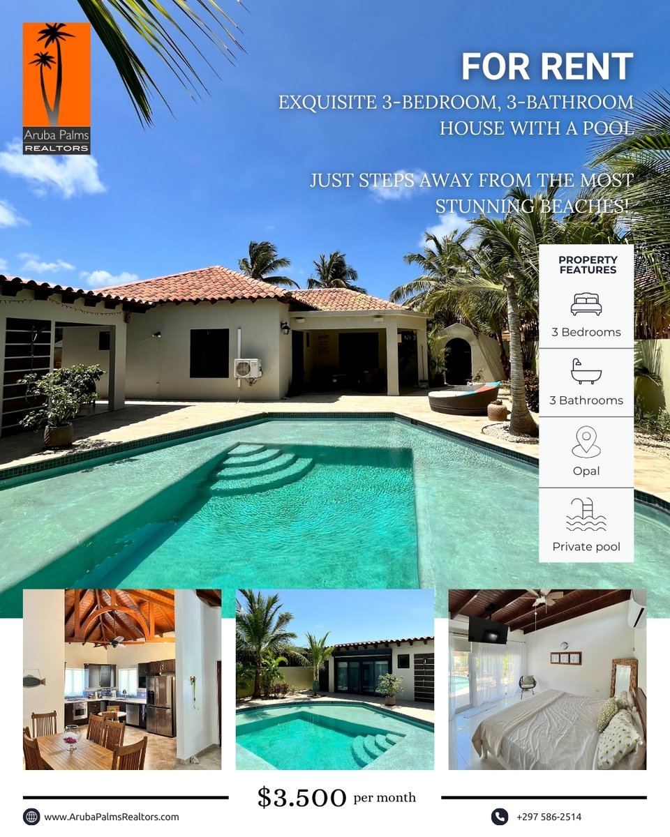 Janfaruba's tweet photo. 🏡✨ Luxury Island Living Awaits! 🌴☀️

Escape to paradise with this stunning 3-bedroom, 3-bathroom villa in Opal, Aruba—just steps away from the most breathtaking beaches! 🌊🏖️

+297 586-2514 https://t.co/BKqpG9RI9d