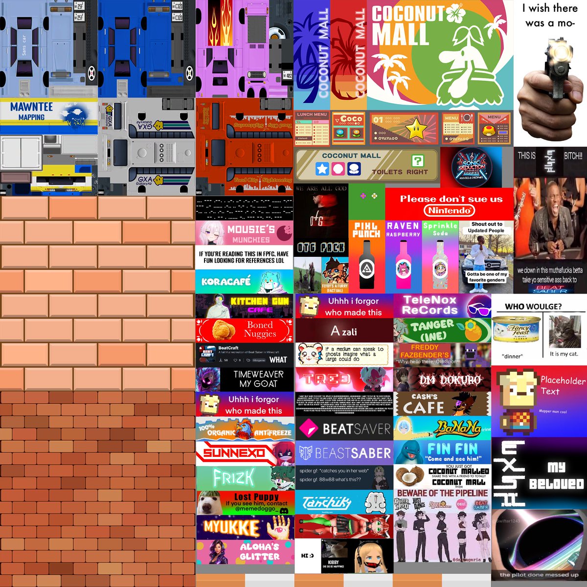 Texture map for the coconut mall billboards in the new coconut mall map <a href="/I_AmNugget/">Nugget</a> made! Check it out here: beatsaver.com/maps/44f7c
