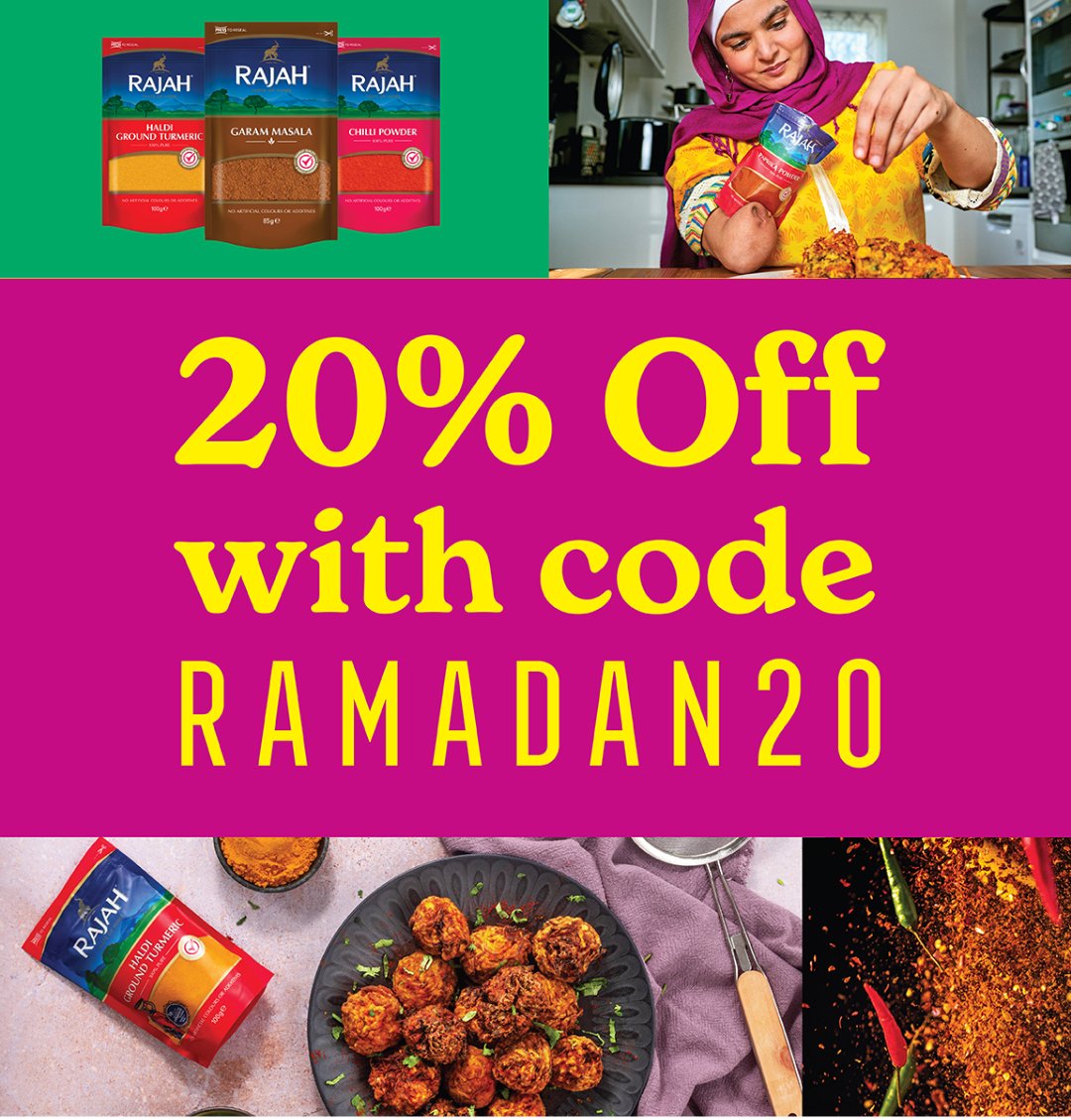 EverythingEnch1's tweet image. [AD] ➡️Stock up on your favourite Rajah Spices with 𝟐𝟎% 𝐎𝐅𝐅 sitewide! Use code 𝐑𝐀𝐌𝐀𝐃𝐀𝐍𝟐𝟎.

𝐒𝐇𝐎𝐏 𝐍𝐎𝐖 👉 tidd.ly/4gaA4fP  (Ends 30th March)

#ramadan2025 #RamadanOffer #RamadanDeals #RamadanSpirit #RamadanDiscount #ramadanfood #affiliatelinks