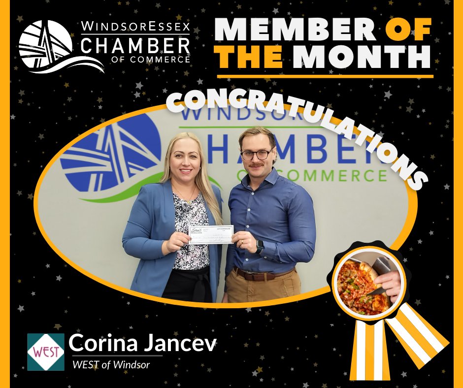 Windsor Essex Chamber of Commerce (@wercofc) on Twitter photo The <a href="/WERCofC/">Windsor Essex Chamber of Commerce</a> would like to congratulate our latest winner of our Member of the Month giveaways, Corina Jancev of <a href="/WESTofWindsor/">WEST Inc. of Windsor</a>. They can look forward to enjoying a $250 gift certificate for <a href="/SamsPizzeria/">Sam's Pizzeria</a>.
Don't miss our next Member of the Month giveaway for March, coming soon! The <a href="/WERCofC/">Windsor Essex Chamber of Commerce</a> would like to congratulate our latest winner of our Member of the Month giveaways, Corina Jancev of <a href="/WESTofWindsor/">WEST Inc. of Windsor</a>. They can look forward to enjoying a $250 gift certificate for <a href="/SamsPizzeria/">Sam's Pizzeria</a>.
Don't miss our next Member of the Month giveaway for March, coming soon!