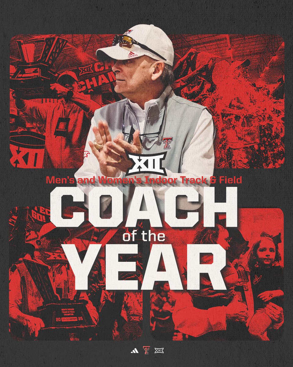Texas Tech Track & Field (@texastechtf) on Twitter photo No brainer. Wes Kittley is your men’s and women’s <a href="/Big12Conference/">Big 12 Conference</a> Indoor Coach of the Year 🫡 No brainer. Wes Kittley is your men’s and women’s <a href="/Big12Conference/">Big 12 Conference</a> Indoor Coach of the Year 🫡