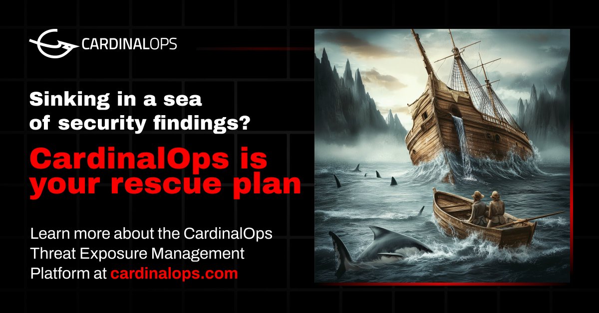 🌊🚢 Sinking in a Sea of Security Findings? Don't let data drown your team!  CardinalOps is your rescue plan, helping you prioritize &amp; manage risks effectively. Discover how we can strengthen your security posture: hubs.ly/Q039PLj_0

#ThreatExposureManagement #SecOps #CTEM