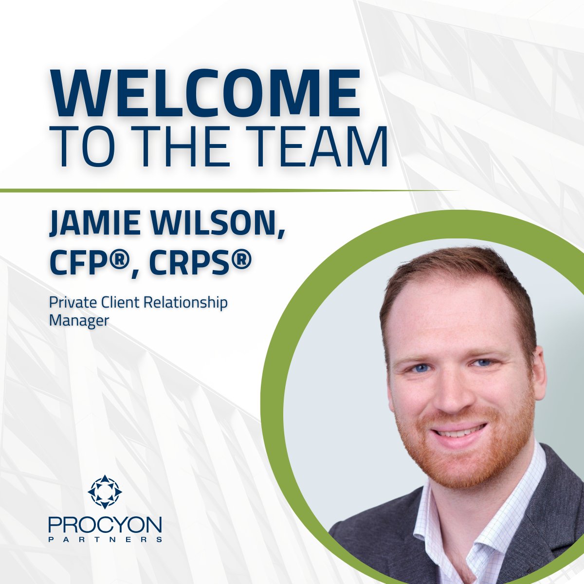 We’re excited to have Jamie Wilson, CFP®, CRPS® join Procyon as a Client Relationship Manager! Jamie is a Certified Financial Planner with nearly a decade in financial services, he’s dedicated to building strong client relationships and providing thoughtful, personalized advice.