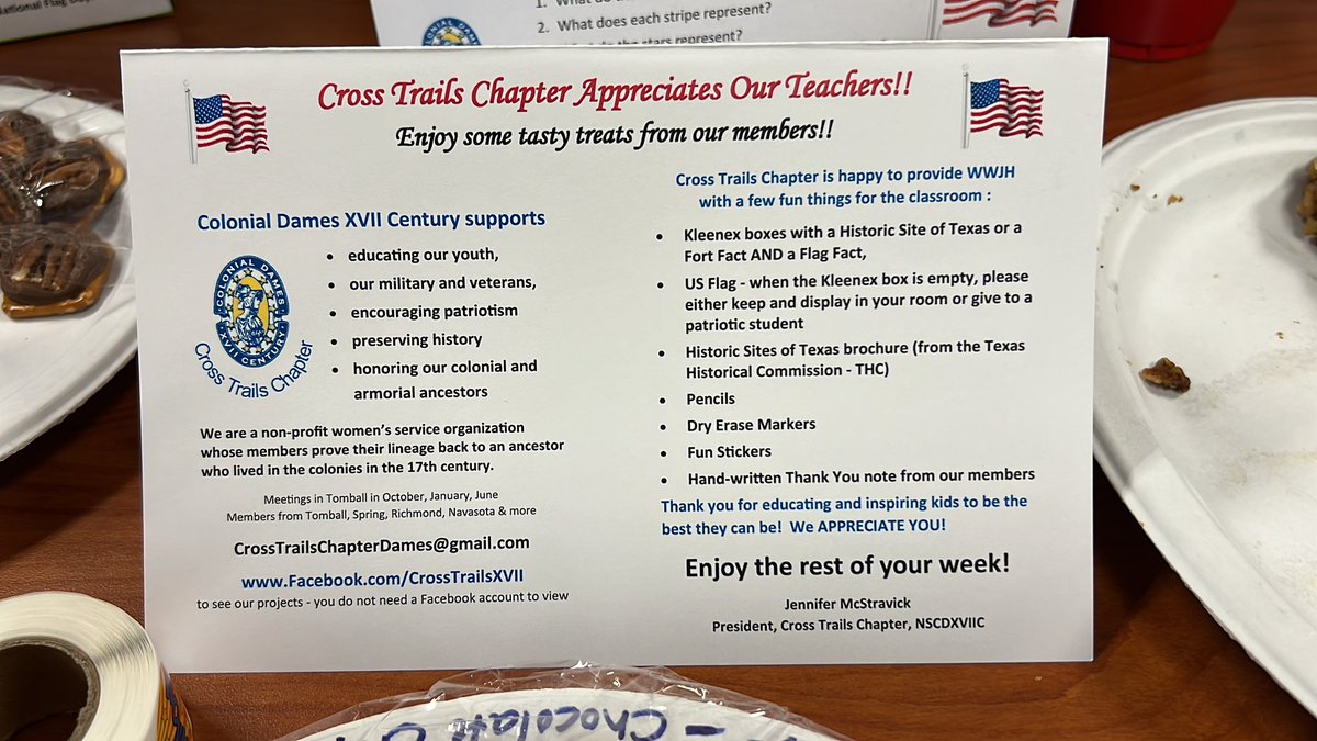 Shout out and thank you to the Cross Trails Chapter for the goodies and supplies!