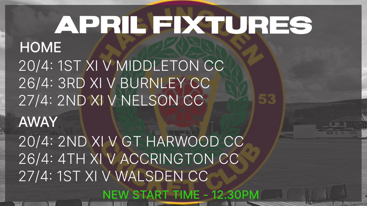 The 2025 season starts in just 45 days!! Can't wait that long? We have two pre season 1st XI games booked in.

🏏Sat 12th Apr: Home v <a href="/BashCC/">Baxenden CC</a>

🏏Sun 13th Apr: Away v <a href="/RamsbottomCC/">RamsbottomCC</a> - THE NEARY CUP

Please note for the 2025 season the new start time for all matches will be 12.30pm.