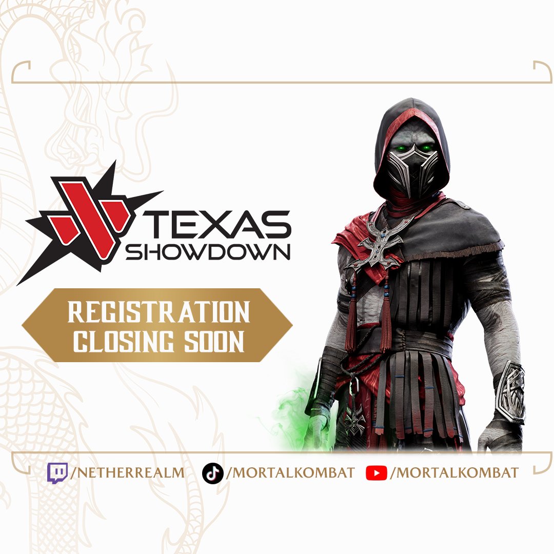 NRSEsports (@nrsesports) on Twitter photo 🚨REMINDER TO ALL KOMPETITORS🚨
<a href="/Texas_Showdown/">TEXAS SHOWDOWN</a> last minute registration for Mortal Kombat 1 closes tomorrow March 7th!! 🚨REMINDER TO ALL KOMPETITORS🚨
<a href="/Texas_Showdown/">TEXAS SHOWDOWN</a> last minute registration for Mortal Kombat 1 closes tomorrow March 7th!!