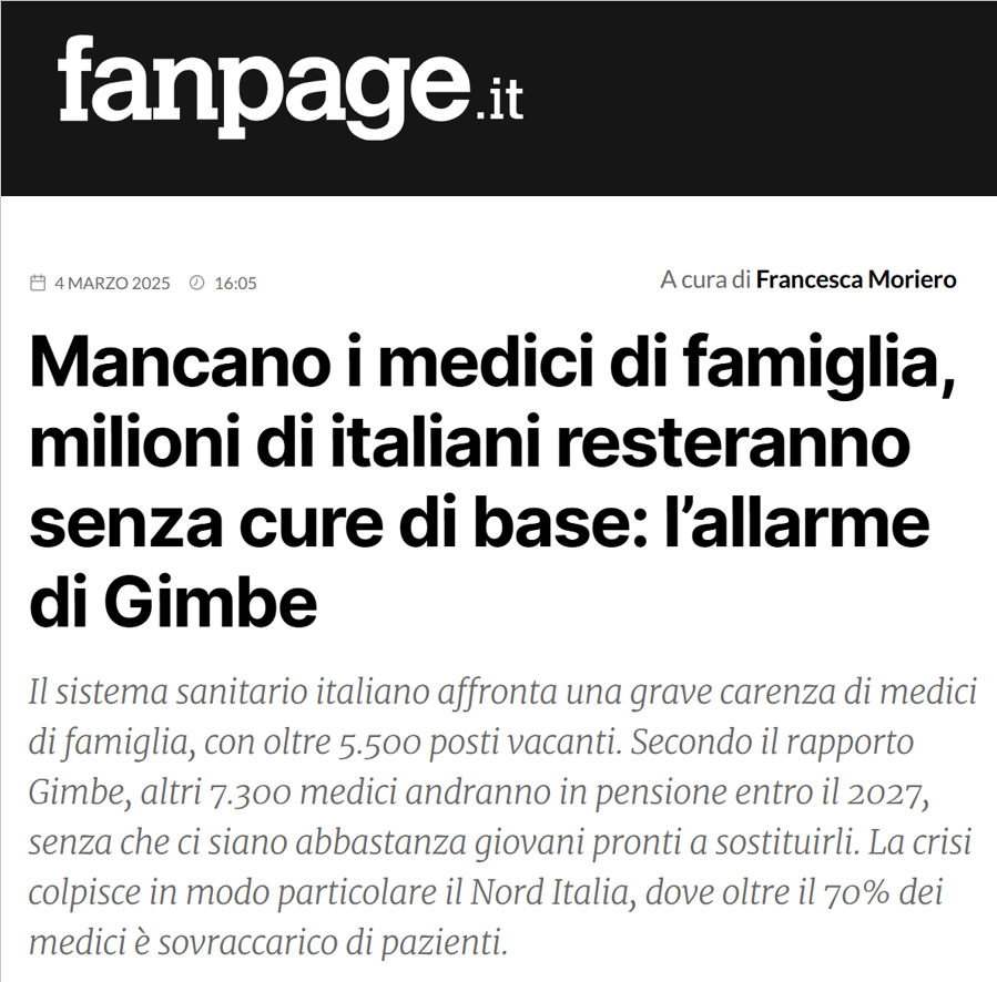 Cartabellotta's tweet photo. Medici di famiglia
Questi sono i numeri, poi ci sono le chiacchiere
👉4.749 in meno dal 2019 al 2023
👉Carenza attuale 5.575
👉7.345 in pensione entro il 2027
👉Il 52% ha in carico oltre 1.500 assistiti 
👉2.240 candidati per 2.623 borse di studio nell'ultimo bando
#SalviamoSSN 

https://t.co/63jG2YQzE4