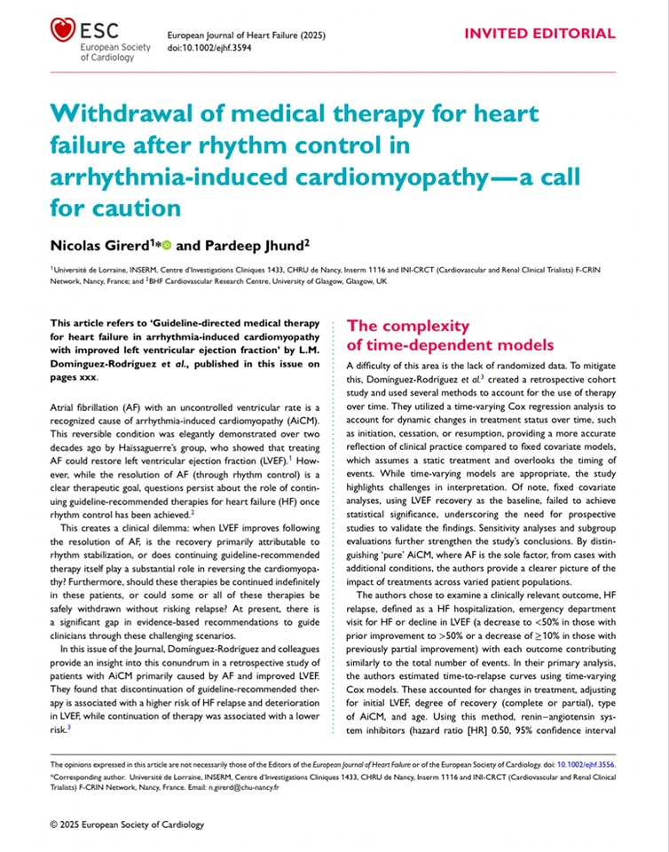 The Heart (@zheart11768530) on Twitter photo 🔴Withdrawal of medical therapy for heart failure after rhythm control in arrhythmia-induced #cardiomyopathy—a call for caution ⤵️ #editorial <a href="/ESC_Journals/">European Society of Cardiology Journals</a>
🔹onlinelibrary.wiley.com/doi/10.1002/ej…
#Cardiology #FOAMed #MedEd #medstudent #paramedic #Cardiology #CardioEd #medtwitter #meded 🔴Withdrawal of medical therapy for heart failure after rhythm control in arrhythmia-induced #cardiomyopathy—a call for caution ⤵️ #editorial <a href="/ESC_Journals/">European Society of Cardiology Journals</a>
🔹onlinelibrary.wiley.com/doi/10.1002/ej…
#Cardiology #FOAMed #MedEd #medstudent #paramedic #Cardiology #CardioEd #medtwitter #meded
