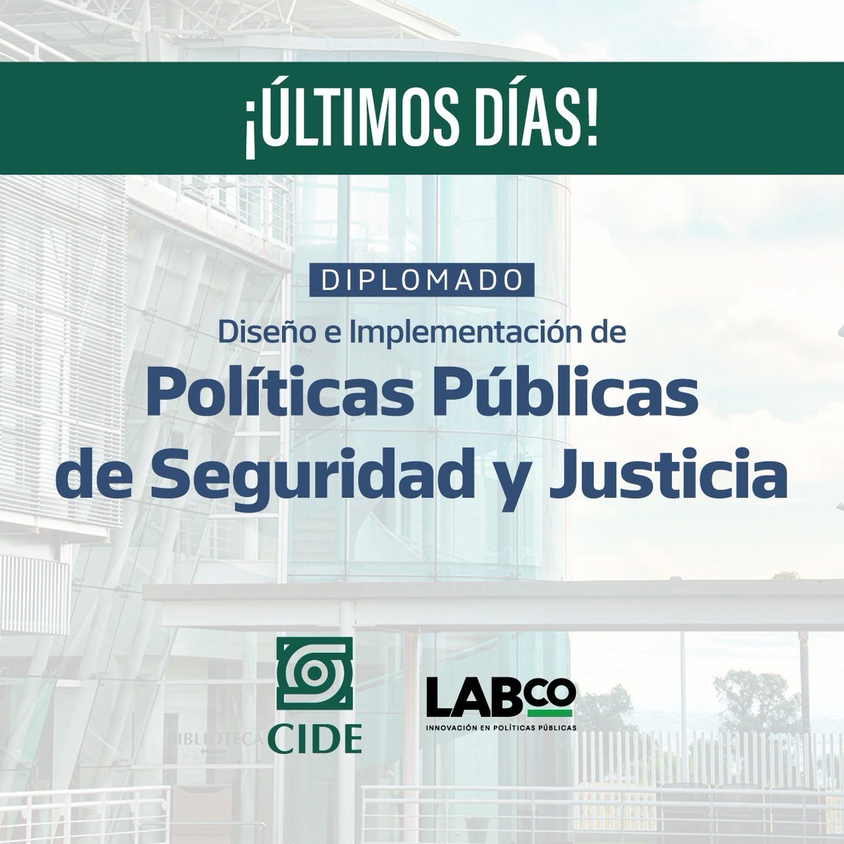 CIDE DEI (@cide_dei) on Twitter photo ¡Únete y sé parte del cambio!
Aprende junto a profesionales y personas expertas, y desarrolla las competencias necesarias para diseñar, implementar y evaluar políticas públicas que respondan a las necesidades de México.
Últimos días de inscripción.
lab-co.org/diplomado-cide… ¡Únete y sé parte del cambio!
Aprende junto a profesionales y personas expertas, y desarrolla las competencias necesarias para diseñar, implementar y evaluar políticas públicas que respondan a las necesidades de México.
Últimos días de inscripción.
lab-co.org/diplomado-cide…