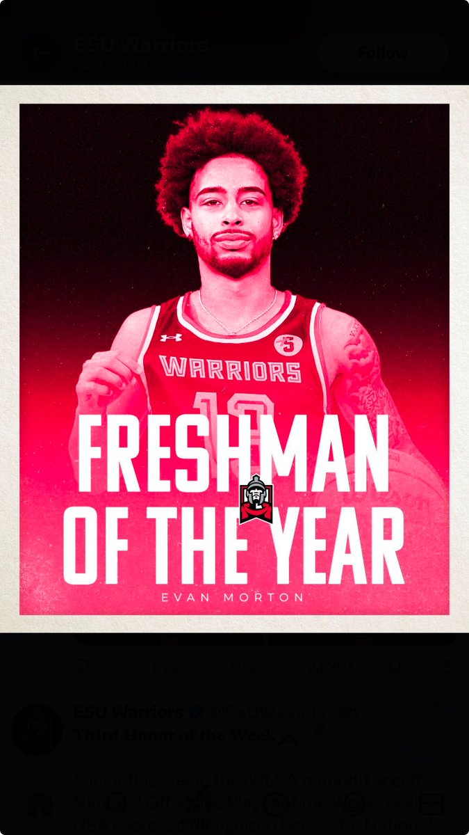 Former VA Premier great Evan Morton named PSAC FR of the year in one of the toughest D2 conferences in the country.  Averaged 14pts 3 assists!  Second premier PG in 2 days to win FR of the year!