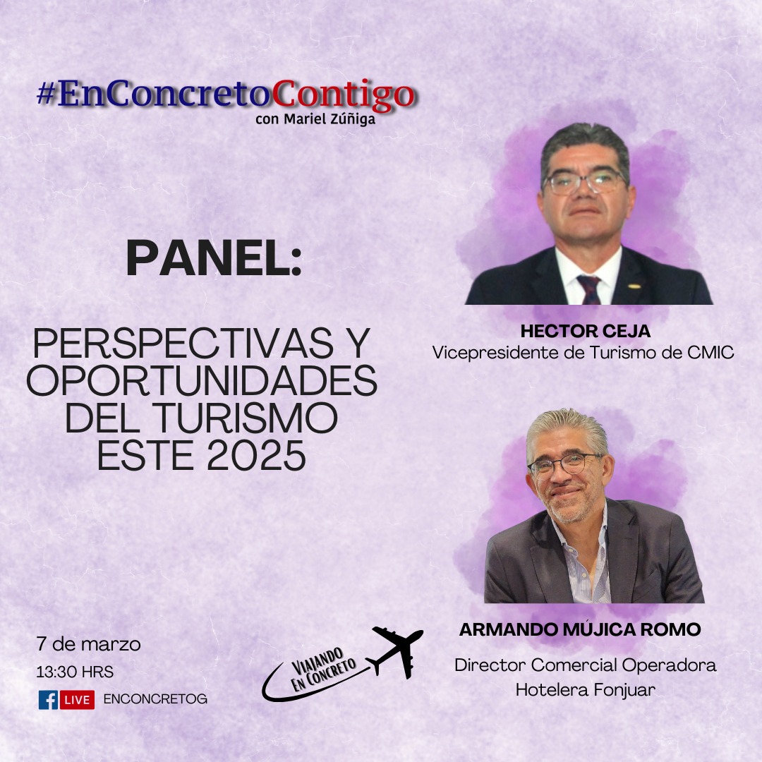 📣¡#MAÑANA en #ViajandoEnConcreto, 13:30 hrs!  Únte al panel: Perspectivas y #oportunidades del #Turismo 2025
🗣️Participan: Héctor Ceja (<a href="/HCeja/">Hector Ceja</a>), vicepresidente de Turismo de <a href="/cmicnacional/">cmic nacional</a> y Armando Mújica Romo ( <a href="/ArmandoMujica2/">Armando Mujica</a> ), director comercial Operadora Hotelera de