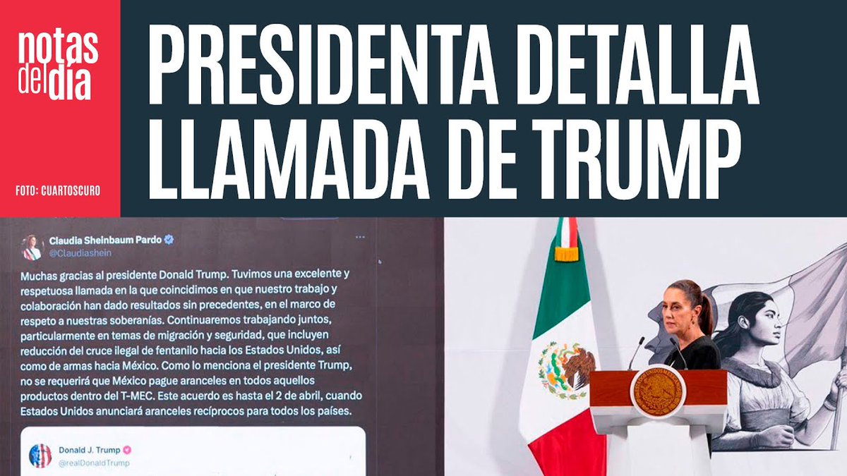 La Presidenta detalla llamada de Trump: dice que México fue tratado con mucho respeto youtu.be/p9YAcS-CnbM