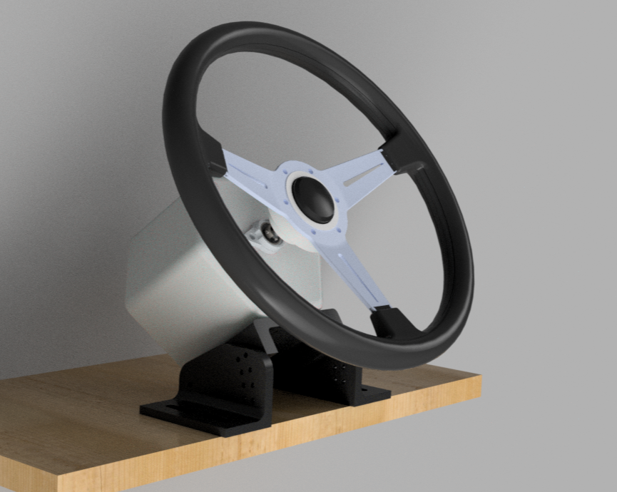 imbluezera's tweet photo. Terminando de modelar esse volante sem Force Feedback. Curti demais, embora não seja exatamente esse volante que vou utilizar, dá pra ter uma boa noção com esse Render do Fusion 360. 
Acredito que demore uns 5 ~ 6 dias para imprimir todas as peças. https://t.co/wKo0wbXPAb
