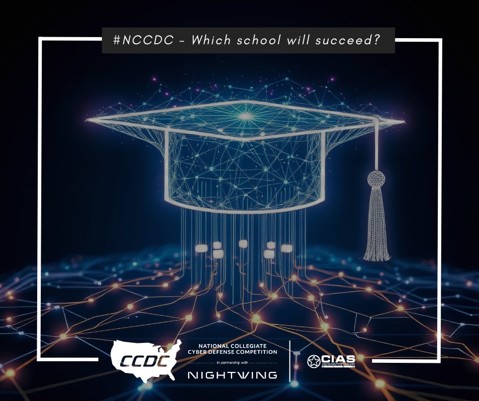 CIAS (@ciascybersec) on Twitter photo We’re just over a month away from the <a href="/NationalCCDC/">National CCDC</a>, where the top 10 collegiate teams in the nation will battle it out for the championship! Until then, teams must first prove themselves in regional competitions happening in March. A shoutout to all the students competing! We’re just over a month away from the <a href="/NationalCCDC/">National CCDC</a>, where the top 10 collegiate teams in the nation will battle it out for the championship! Until then, teams must first prove themselves in regional competitions happening in March. A shoutout to all the students competing!