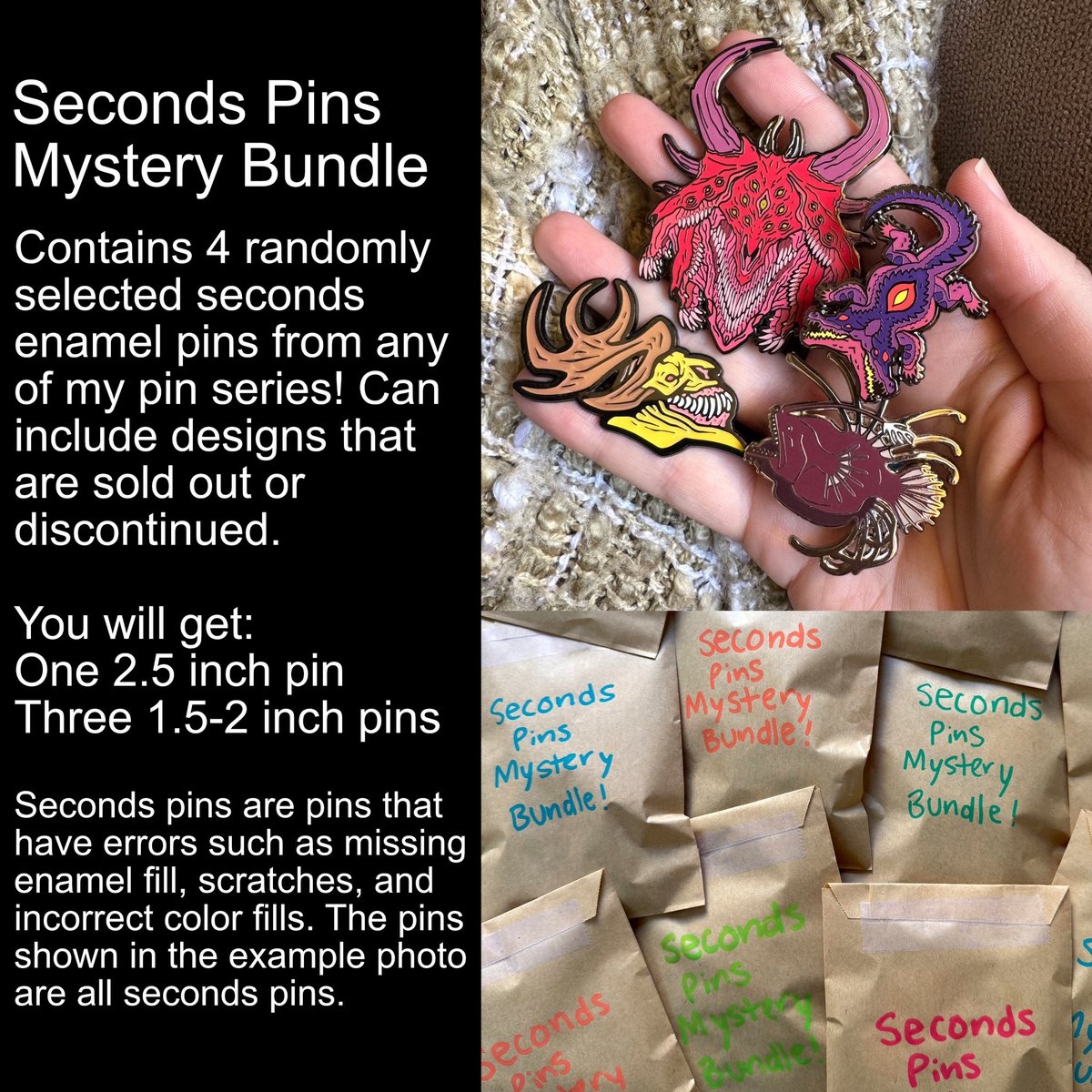 I have a big shop update coming Saturday (March 8) at 10 am PST! It includes 16 new Lil Guys, 9 new demon magnets, a many eyed tiger keychain, and seconds pins mystery bundles!