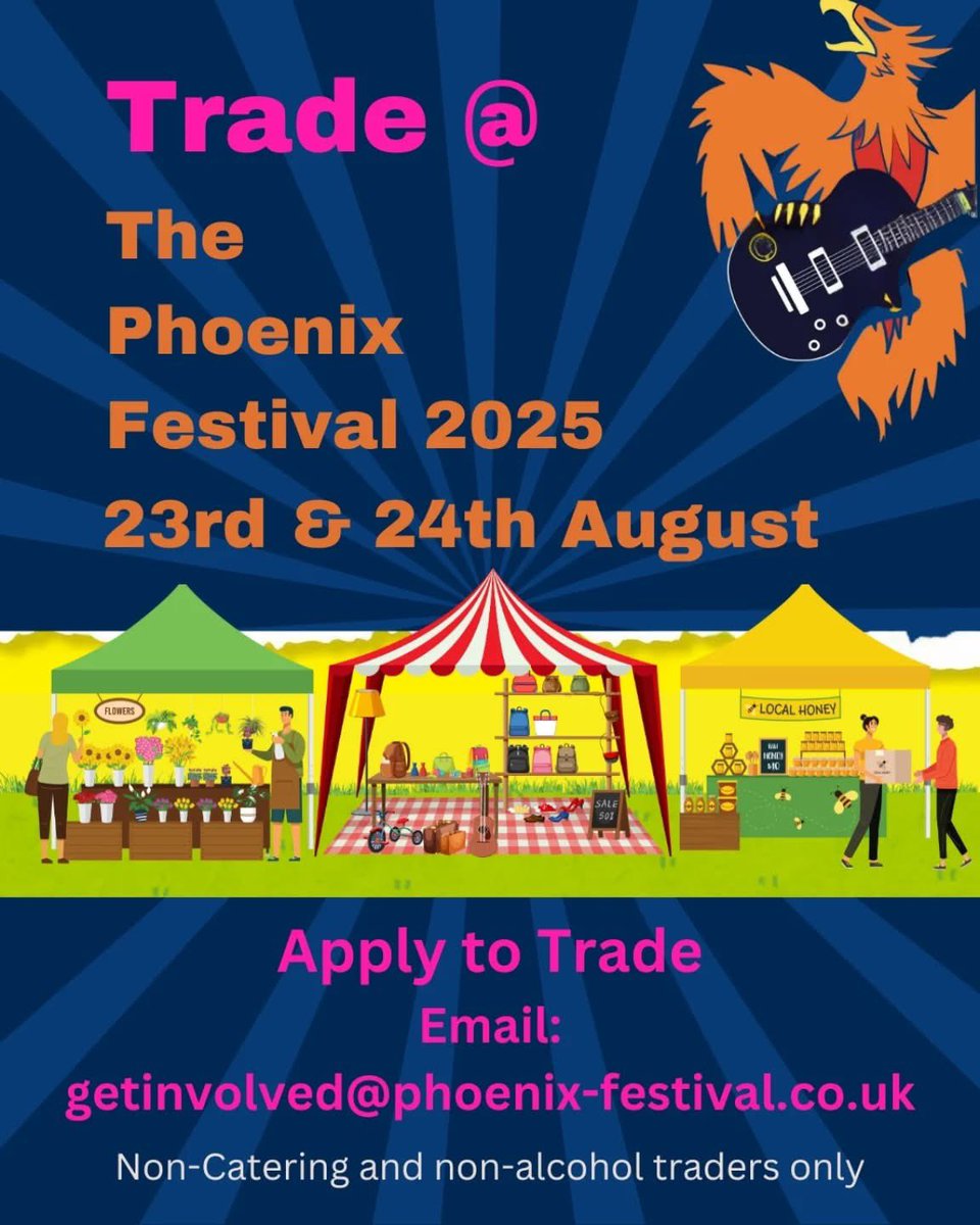 Applications to trade at this year's Phoenix festival are open until the end of March. If you are a non-catering or non-alcoholic trader or charity/organisation looking to showcase what you do, email getinvolved@phoenix-festival.co.uk 
#musicfestival #community
#Cirencester