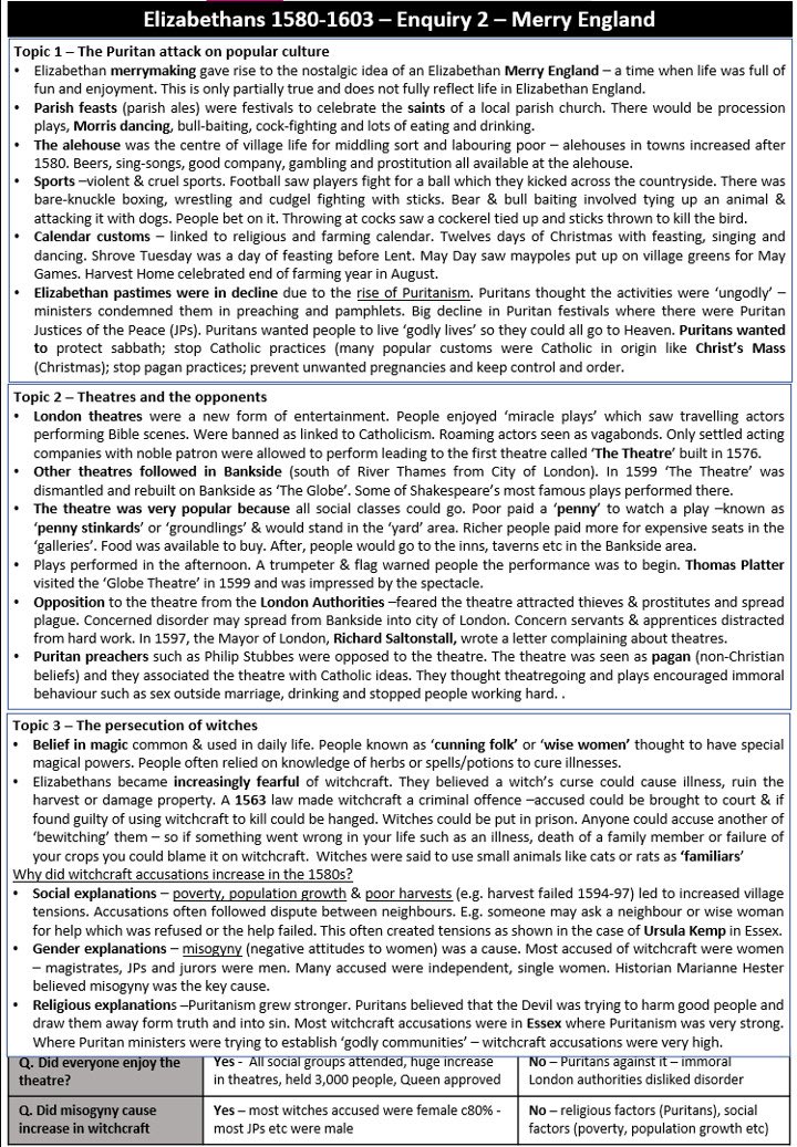 My year 11s requested some knowledge organisers for their revisions.
Elizabethans course down to 8 pages! Keep it simple - love this format.
Syllabus, key words, one page per enquiry with key question at end and then guide to exam. 
#historyteacher