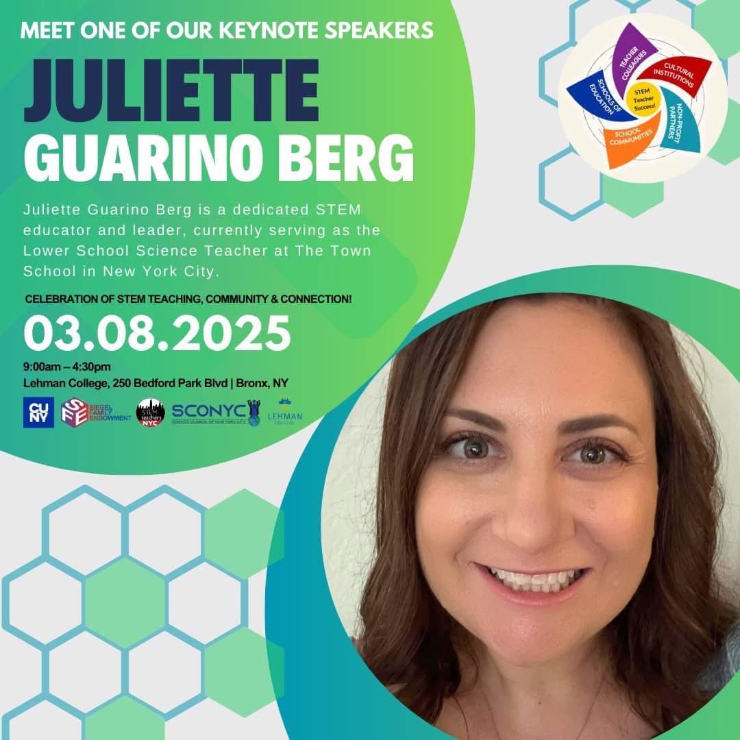 I’m looking forward to seeing you at our amazing FREE event, the “Celebration of STEM Teaching, Community, and Connection,” THIS SATURDAY at Lehman College in the Bronx! Come to learn, lunch, and network! Learn more and R.S.V.P. here: stemteachersnyc.org/cuny-stnyc-sco… #STEMed #SciEd
